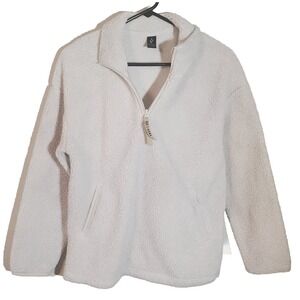 Skechers Women's Sherpa Pullover Small Ivory BOBS Cuddle Quarter Zip Pullover